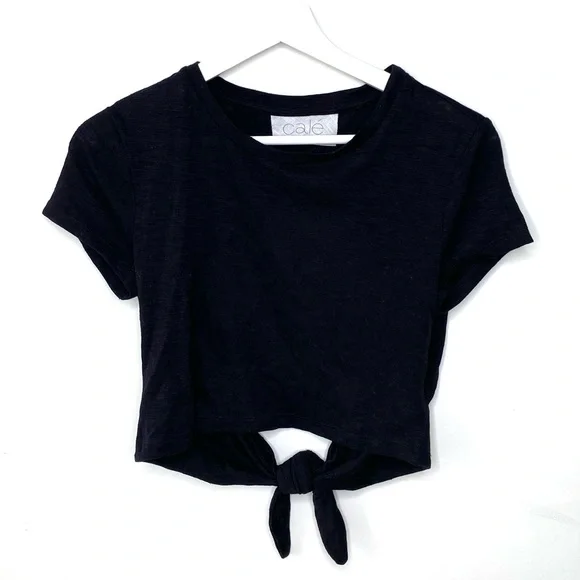 CALE Knotted Hem Tee Black size M - Picture 1 of 8